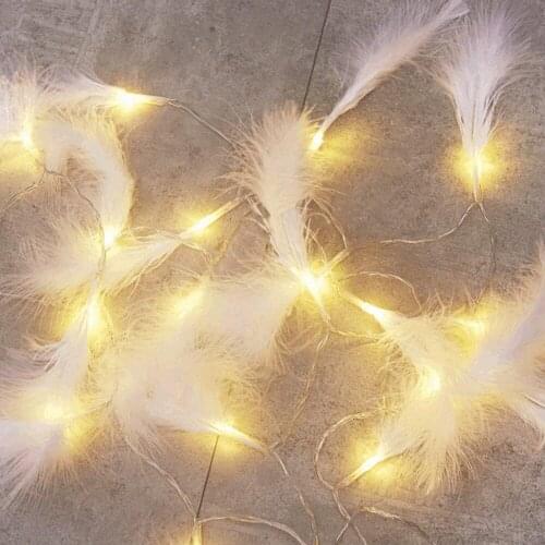 LED Copper Wire String Lights DIY Handmade Fairy Feather Room Window Wedding Festival Holiday Decorative Lamp