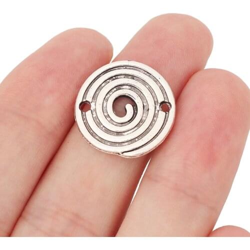 10 x Spiral Swirl Round Connector Charms Double Sided for DIY Bracelet Jewelry Making Findings 20x20mm