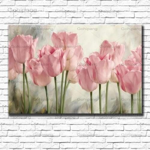 Tulip Plant Flowers Canvas Painting Shop Front Home Decor Hotel Hanging Decorative Painting Cuadros Decoracion Salon Wall Art