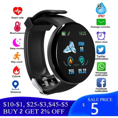 D18 Bluetooth Smart Watch Men Blood Pressure Round Smartwatch Women Sport Tracker Wristwatch Clock For Android Ios Free shipping