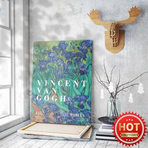 Vincent Van Gogh Exhibition Museum Poster, Vincent'Irises Home Decor Prints, Gogh Vintage Impressionism Flowers Canvas Painting