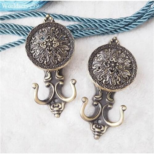 Vintage Sun Flower Metal Alloy Curtain Tie Back Ball Tieback Holders Wall Hooks Hanger Home Decoration