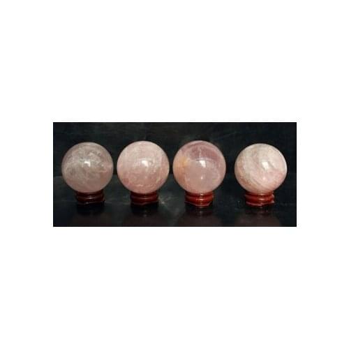 Xd j00449 6pcs AAA NATURAL PRETTY ROSE QUARTZ CRYSTAL SPHERE BALL HEALING + STAND
