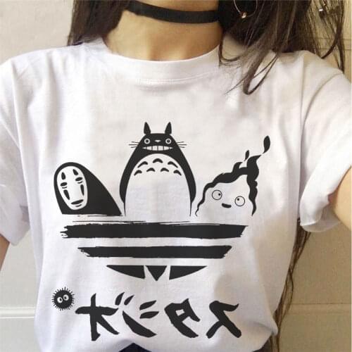 Totoro Studio Ghibli Harajuku Kawaii T Shirt Women Ulzzang Miyazaki Hayao Tshirt Fun Cartoon T-shirt Cute Anime Tops Tees Female