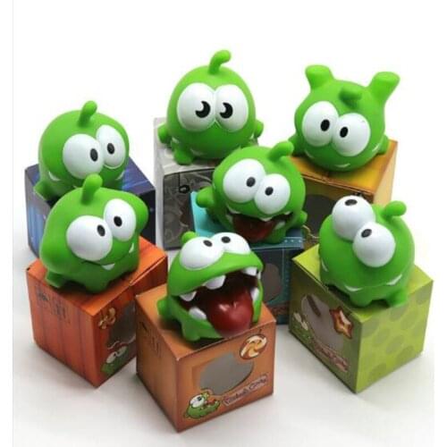 1Pcs Rope Frog Vinyl Rubber Android Games Doll Cut The Rope OM NOM Candy Gulping Monster Toy Figure Baby BB Noise Toy