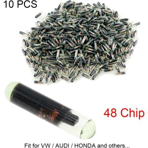 10pcs Blank ID48 Glass Chip Car Key Transponder Chip Replacement for VW Volkswagen Audi Honda Cars Vehicles