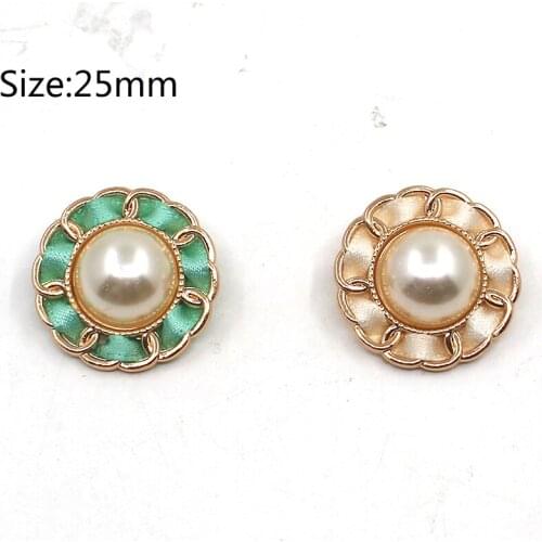 10Pcs/lot 25mm golden metal decorate Sewing Scrapbook for Jacket Blazer Sweaters Gift Crafts Pearl Buttons DIY Clothing