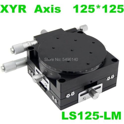 125mm XYR 3 Axis 5" Manual trimming platform Parallel Movement and 360 degree Angle Rotary Tuning sliding table Micrometer