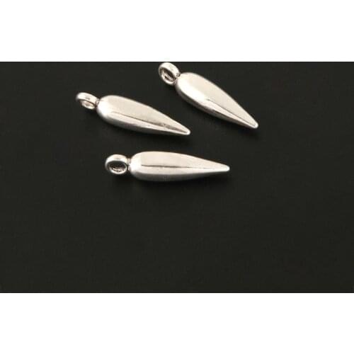 20pcs Silver Color Three-dimensional Cone Charms Making Minimalist Necklaces Gift Fit Men Jewelry