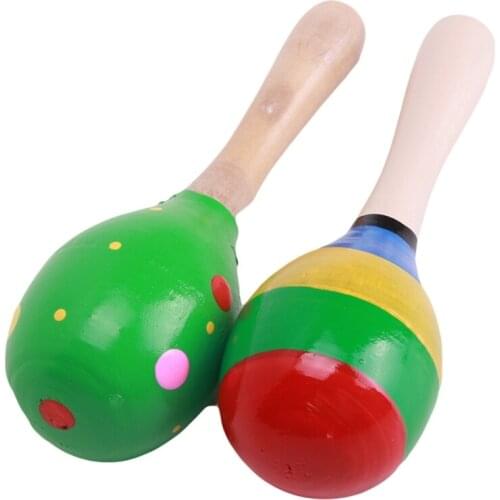 2020 Baby Wooden Cartoon Sand Ball Holding Rattle Educational Toy Cute Musical Instrument Exquisite Hammer Hearing