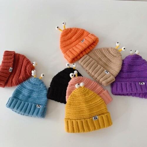 2021 Cute cartoon tentacles baby knitted hat Boy Girls Winter Beanie Solid Color Infant Toddler Kids Cap Bonnet 48-50cm