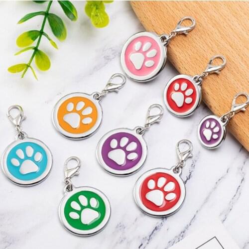 New Arrival 25mm 600pcs/lot Glitter Paw Dog Pet collar ID Dog tag or Cat tag DIY Pet Pendant Freeing Shipping
