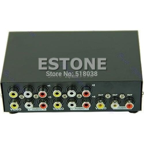 4 Port Input 1 Output Audio Video AV RCA Switch Switcher Selector Box Whosale&Dropship