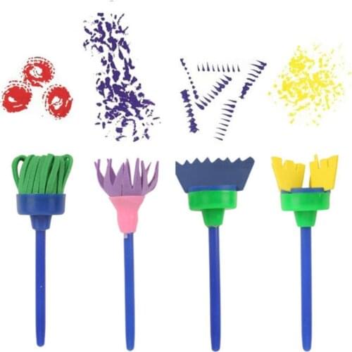 4Pcs/Set Kids Children Creative Drawing DIY Graffiti Sponge Brushes Seal Tool Kids Educational Toys for Children Gifts