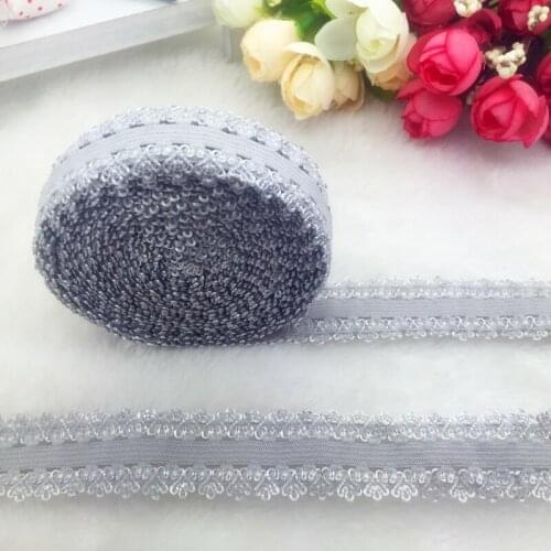 5yards/lot 3/4" 20mm Multirole Gray Fold Over Elastic Spandex Lace Band Ties Hair Accessories Lace Trim Sewing Notion