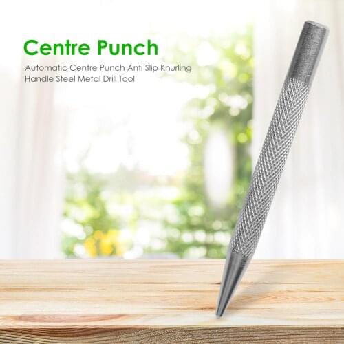 Automatic Centre Punch Anti Slip Knurling Handle Steel High Elasticity Spring Loaded Metal Wood Drilling Marking Tool Accessory