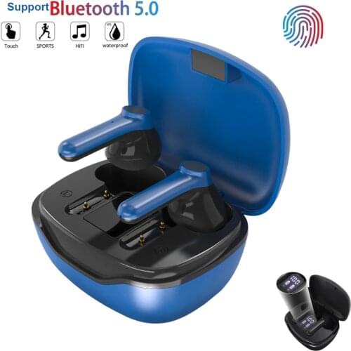 For Bluetooth Earphones 5.0 Wireless Headsets IPX7 Waterproof Deep Bass Earbuds True 9D Stereo Sport Headphones Charging Box Mic