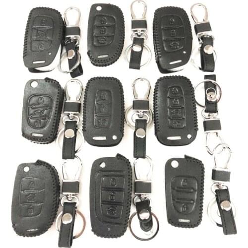 Genuine Leather Key Case Cover For Hyundai I20/I30/IX25/IX35/Tucson/Verna/Solaris/Elantra/Accent/I45/New Santafe
