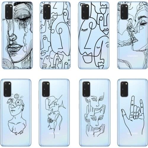 Phone Case For Samsung S8 S9 S10 S20 Plus Ultra Note 10 Lite Pro Soft TPU Cases Abstract Art Kiss More Often Line Drawing Cover