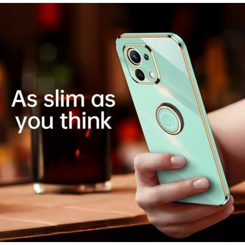 Finger Ring Holder Case For Xiaomi mi 11 Lite Mi11 Ultra 11i Mi 10T Pro 10 Lite Note 10 Mi 9 8 Soft Silicone Plating edge Cover