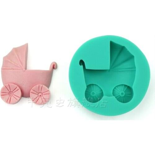PRZY Mold Fondant Cake Decoration Mold (si232) Silica Gel Childrens Car Chocolate Pram Silicon Moulds Silicone Rubber 001