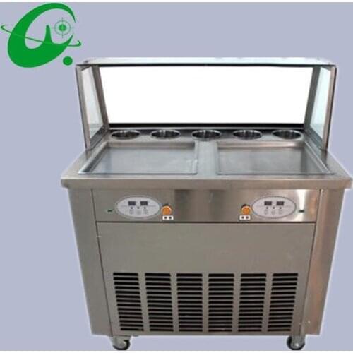 Double Square pan fried ice cream rolls machine auto temp display ice pan machine ice cream fryer for sale