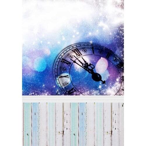 Wooden Floor Background Sparkles Clocks Children Baby Backdrops Photocall Customized 3D Photography for Photo Studio Photophone