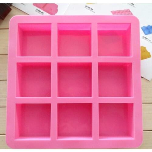 9 Cavity Soap Mold Square Handmade Silicone Molds for Soap DIY Cake Ice Tray Ice Cube Molds Soap Making Supplies