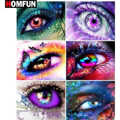 HOMFUN Rhinestone Painting Crystal Decor Diy Diamond Painting "Eye color butterfly" 3D Cross Stitch Pattern Diamond Embroidery
