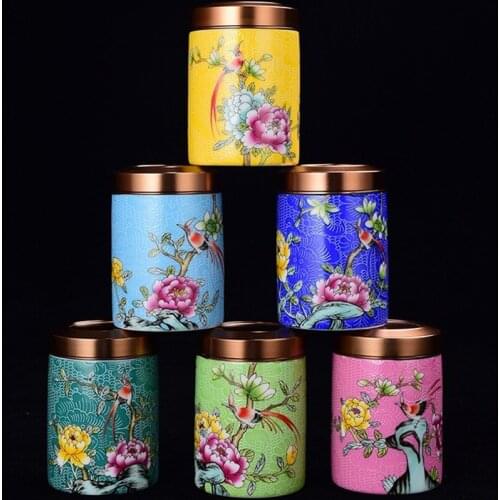 Ceramic Tea Caddy Portable Enamel Small Tea Box Mini Travel Storage Sealed Can Household Tea Canister Home Decor