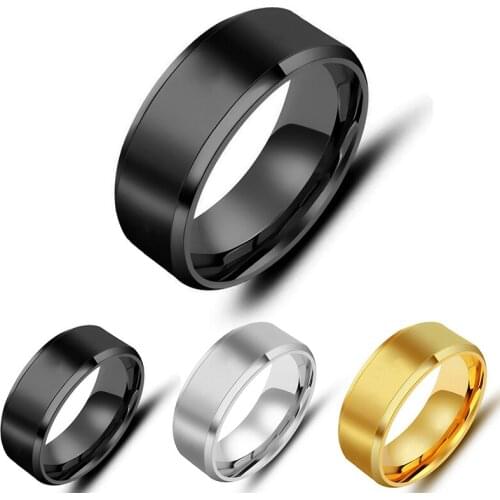 Six Colors New 8MM Trendy Stainless Steel Titanium Steel Matte Solid Wedding Ring Anniversary Gift Couples