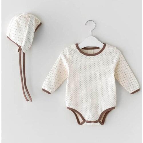 Baby Bodysuit Autumn Infant Girls Jumpsuit Newborn Long Sleeve Dots Romper with hatBaby Girl Cotton Pajamas Kids Clothes Outfits