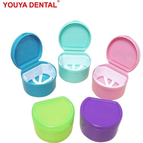 Dental Tooth Denture Box With Net Case Container For Dentures Braces Cleaning Bath Box Organizer Artificial Teeth Storage Boxes