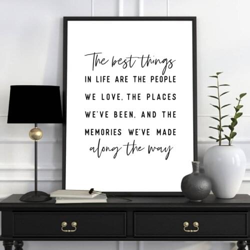 The Best Things In Life Inspirational Quote Print Black White Picture Friend Gift Wall Art Canvas Painting Nordic Poster Decor