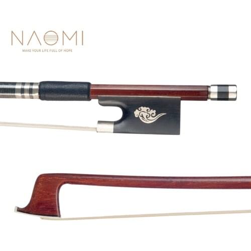NAOMI Brazilwood Violin Bow 4/4 Violin/ Fiddle Bow Round Stick White Mongolia Horsehair Ebony Frog Well Balanced Bow