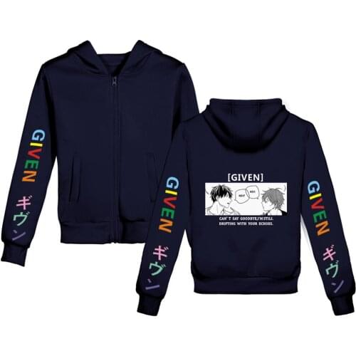 Kawaii Given Zipper Jackets Japan Anime Given Manga Music Mafuyu Hoodies Boy Girl Spring Autumn Cute Children Tops Trend Clothes