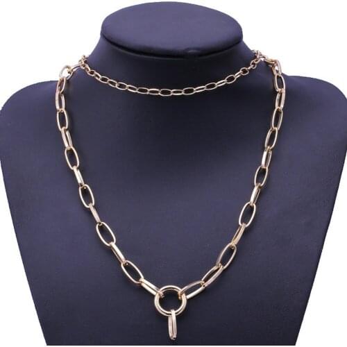 Fashion Style Simple Punk Rock Metal Chain Necklace TWO Chain Necklace for Men Women Unisex Chain Necklace Gold/ Silver Plated