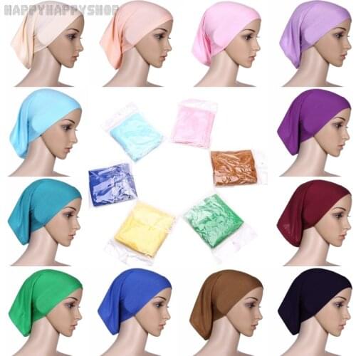 Muslim Islamic Women Inner Hijab Caps Hat Arab Headwear Underscarf Chemo Bonnet Middle East Stretc Elastic Turban Headband Wraps