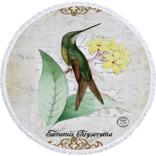 Parrot Bird Soft Beach Bath Towel For Adults Kids Yoga Mat Home Seaside Bikini Cover Up Spa Printed Round Serviette De Plage