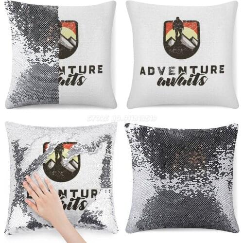 I Want Adventure In The Great Wide Somewhere Sequin Pillowcase Cafe Home Decor Color Changing Pillowcase I Want Adventure in The
