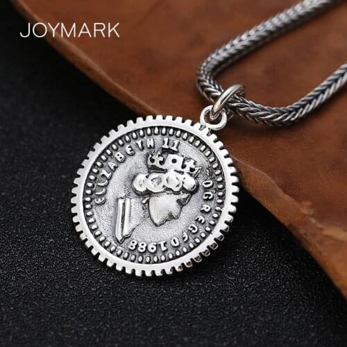 Queen Portrait 925 Silver Pendant Retro Thai Silver Elizabeth Round Charm Pendants For DIY Sterling Silver Jewelry TSP244