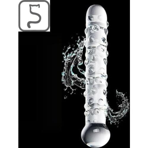 Clear Crystal Glass Long Dildo Penis Masturbator Anal Butt Plug Lesbian Adult Erotic Sex Toys Women Masturbation Realistic Dildo