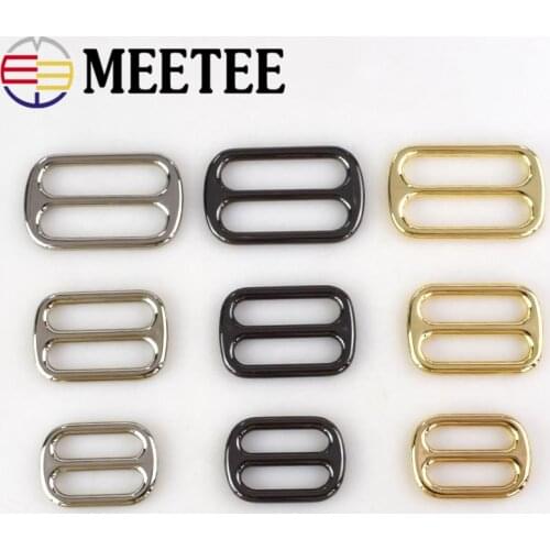 Meetee 5/10pcs 25/32/38mm Metal Slider Buckles DIY Bags Strap Bar Adjust Buckle Dog Collar Belt Sewing Hardware Accessories