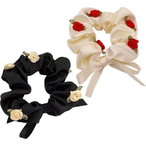 1 Pcs Satin Silk Solid Color Hair Ties Scrunchie Elastic Hair Bands Women Ponytail Holder Hair Rope Hair Braiding Tools