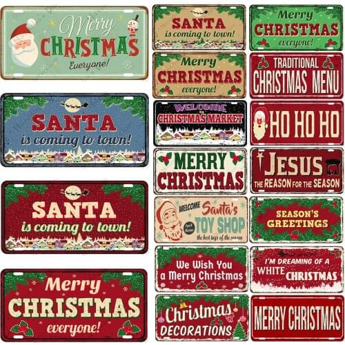 Merry Christmas Metal Plate Vintage Decorative Plate Club Pub Bar Home Wall Metal Signs Poster Metal Plaque Decoration
