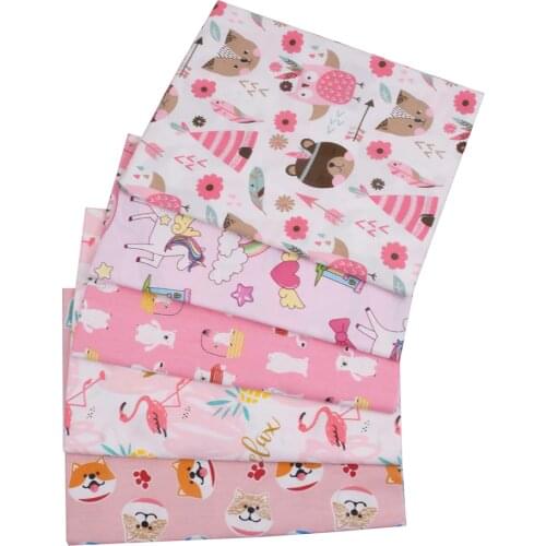 Pink Bear Unicorn Animals Cotton Twill kids Fabric , Patchwork Cloth, Sewing Quilting Fat Quarters Material For Baby & Child