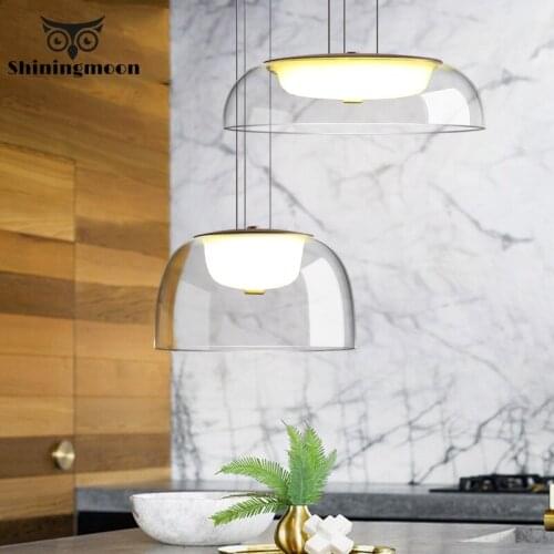 Nordic Transparent Glass LED Pendant Lights Modern Iron Pendant Lamp Dining Room Kitchen Hanging Lamp Home Decor Light Fixtures