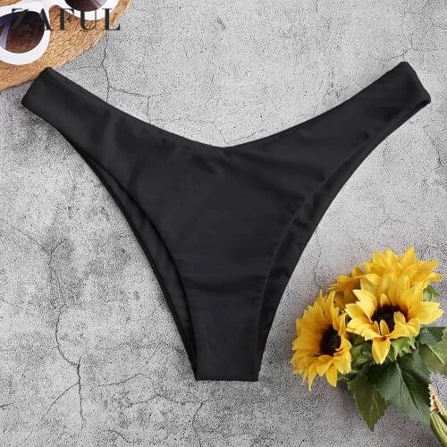 ZAFUL High Leg Plain Bikini Bottom Solid Sexy Women Brazilian Thong Bathing Suit Beach Wear Swimming Briefs Tangas Swimsuit