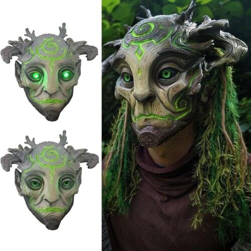 Halloween Glowing Mask Green Elf Old Man Latex Mask Forest Elf Mask Headgear Masquerade Party Props Wholesale Products