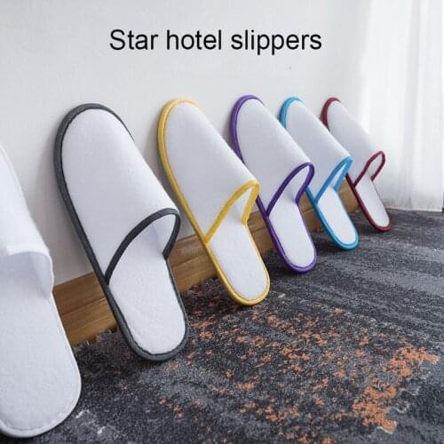 1Pair Men Women Disposable Slippers Spa Hotel Guest Slippers Open Toe Towel Indoor Disposable Slippers